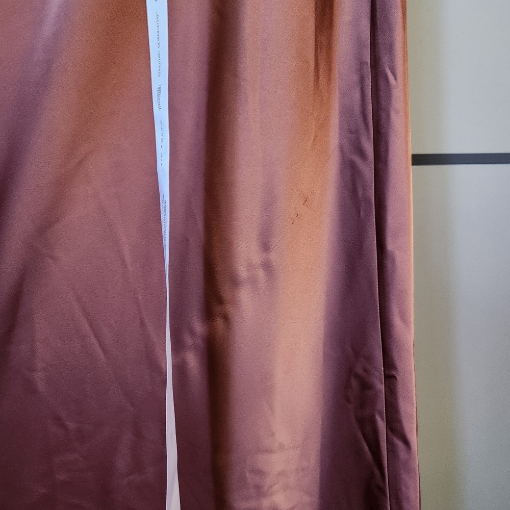 New After Six One-Shoulder Draped Cowl-Neck Maxi Dress style 6912 Cognac Gown - Picture 5 of 8